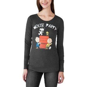 Peanuts Snoopy House Party Brunch Juniors Long Sleeve Thermal Waffle‎ Shirt
